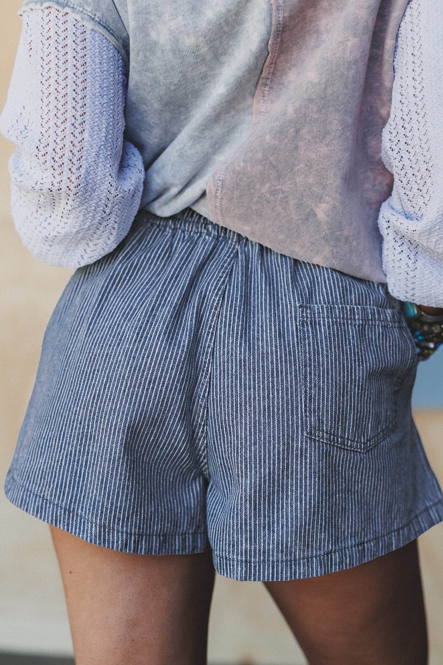 Stripe Drawstring Denim Shorts | Women's Casual Summer Shorts
