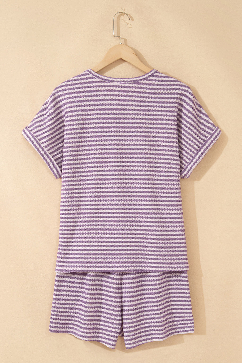 Stripe Textured Knit Co-ord Set | Top & Shorts