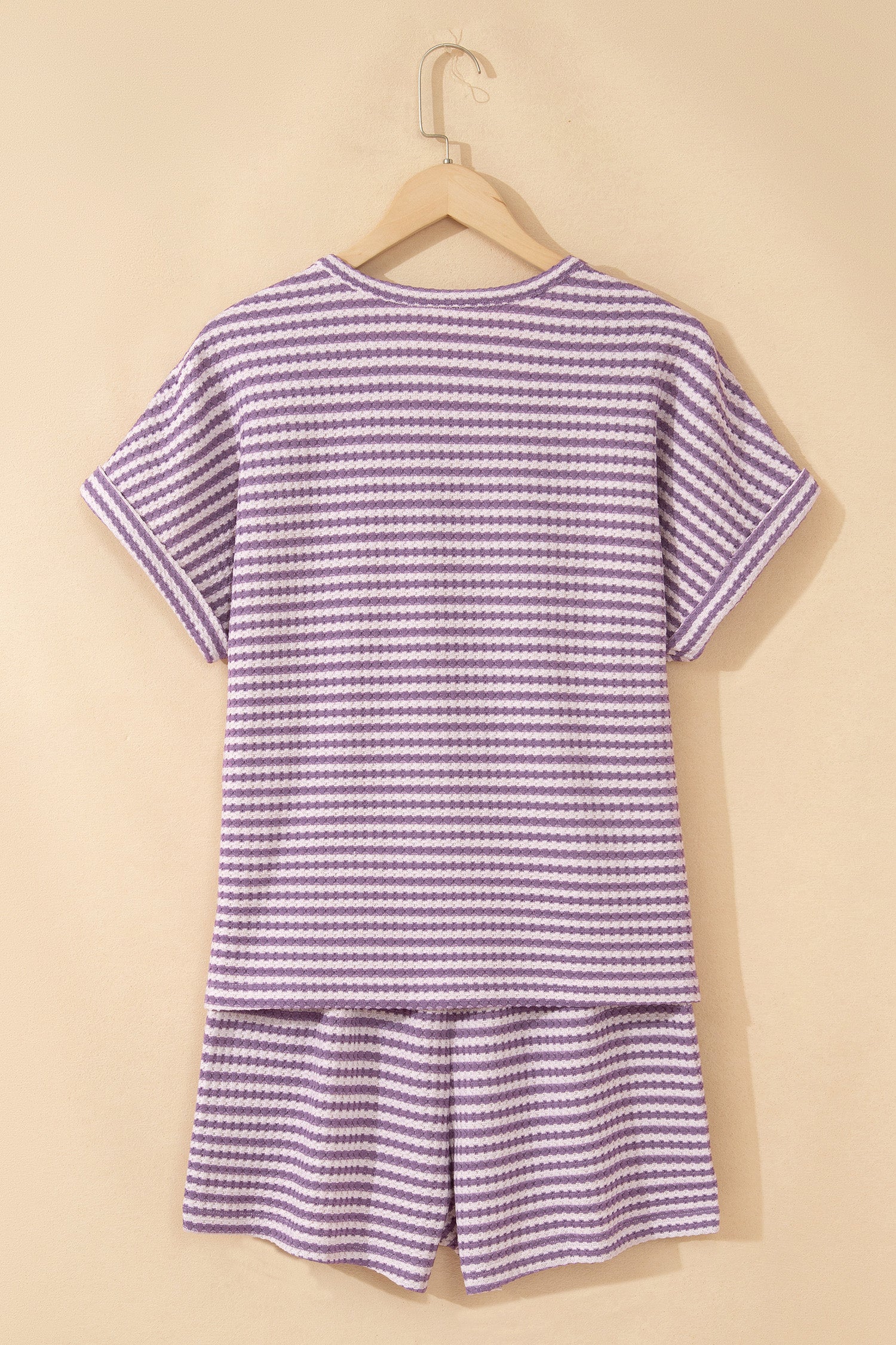 Stripe Textured Knit Co-ord Set | Top & Shorts