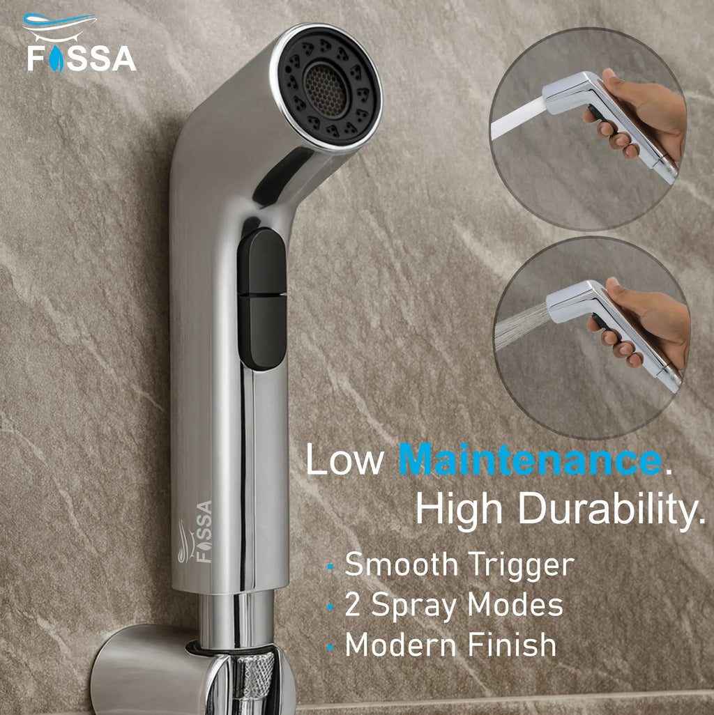 Hydra Silver ABS Health Faucet with 1 Meter 304-Grade SS Hose Pipe & Hook
