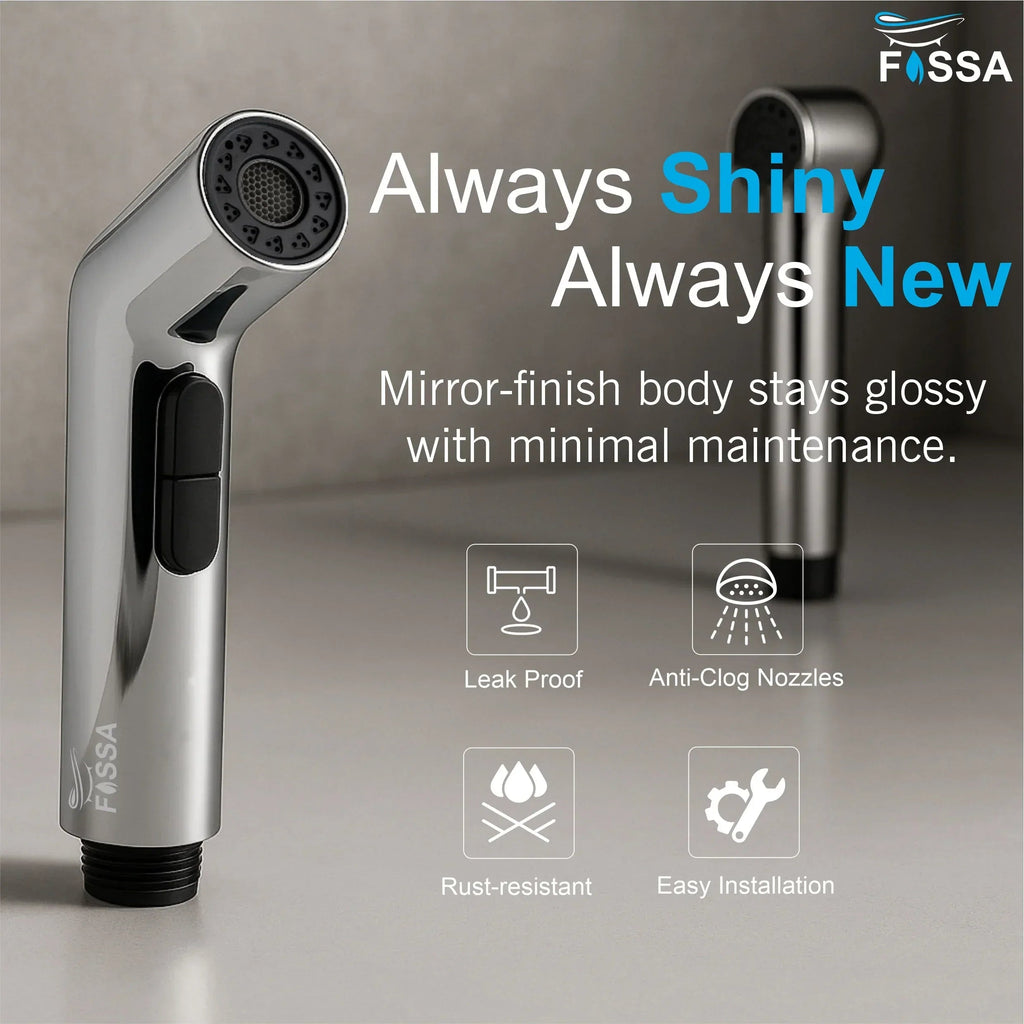 Hydra Silver ABS Health Faucet with 1 Meter 304-Grade SS Hose Pipe & Hook