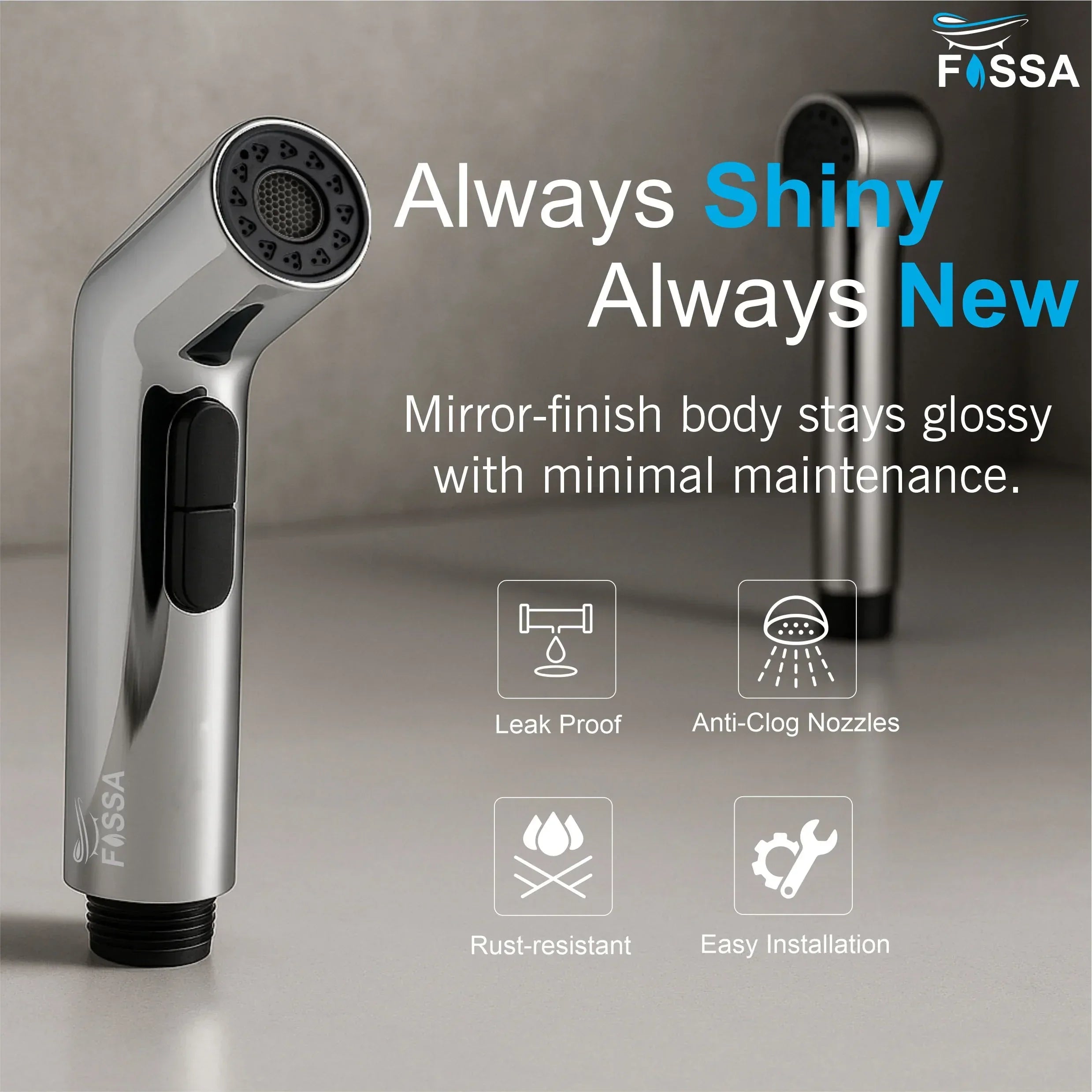 Hydra Silver ABS Health Faucet with 1 Meter 304-Grade SS Hose Pipe & Hook