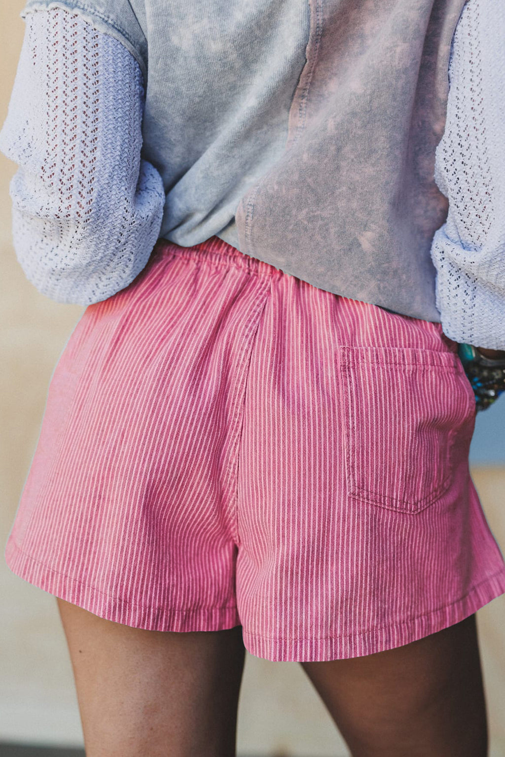 Stripe Drawstring Denim Shorts | Women's Casual Summer Shorts