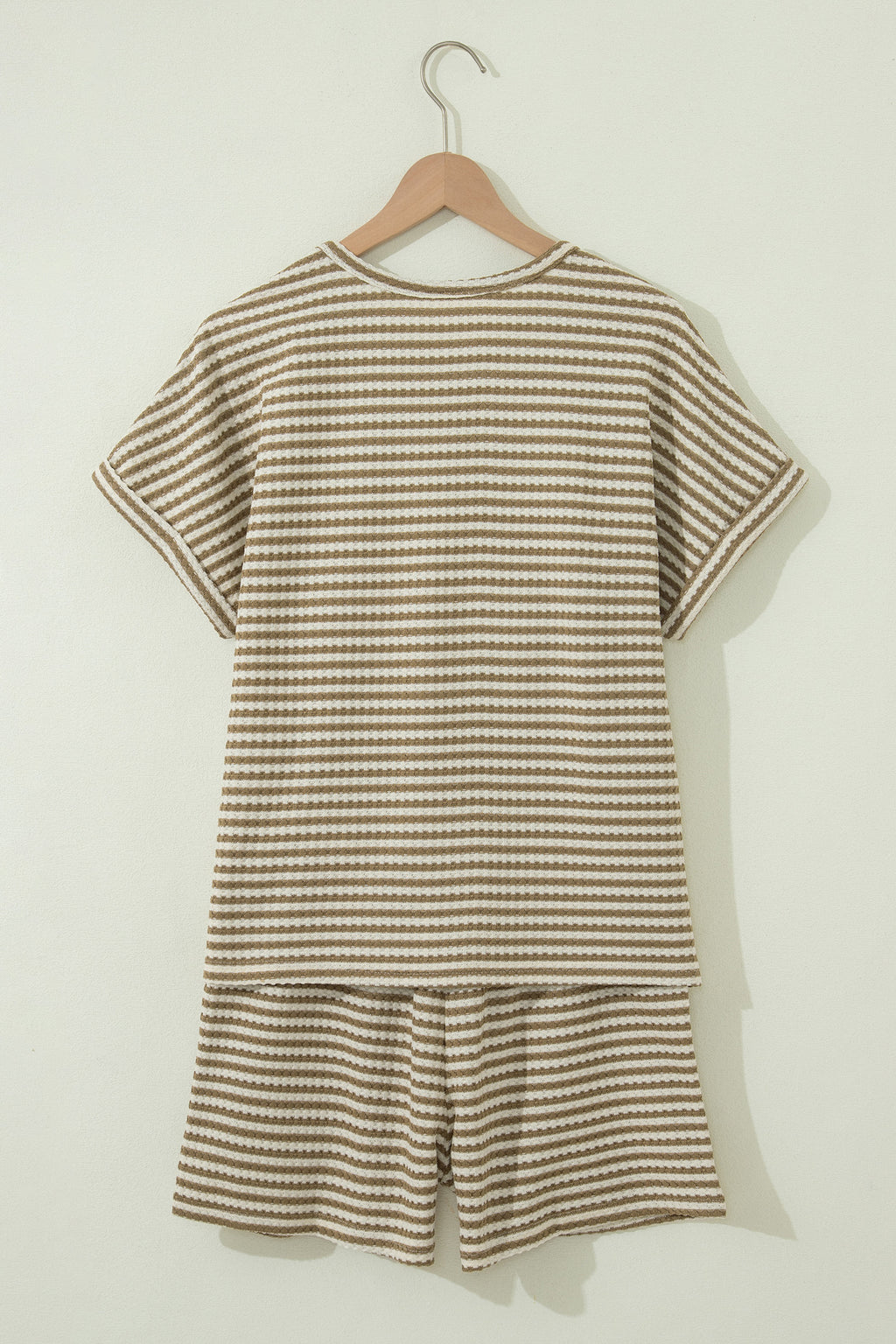 Stripe Textured Knit Co-ord Set | Top & Shorts