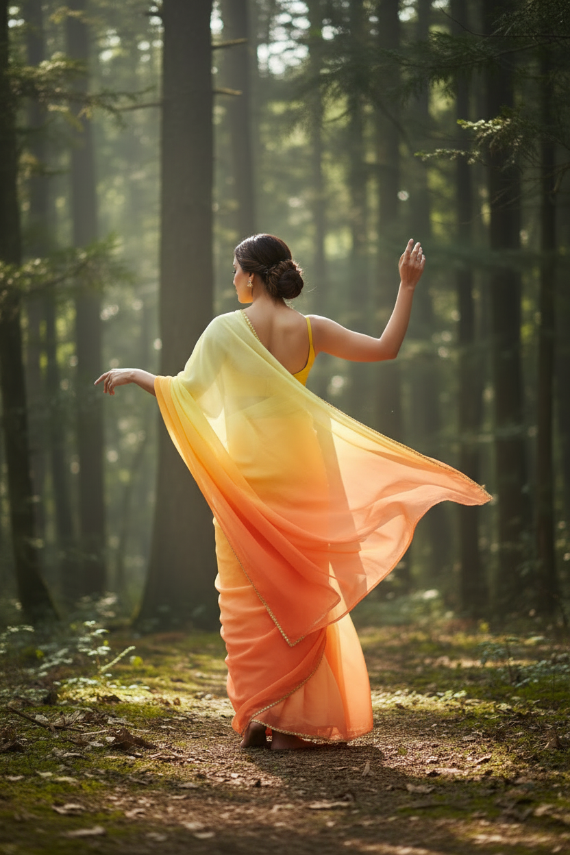 Back View - Ombre Saree
