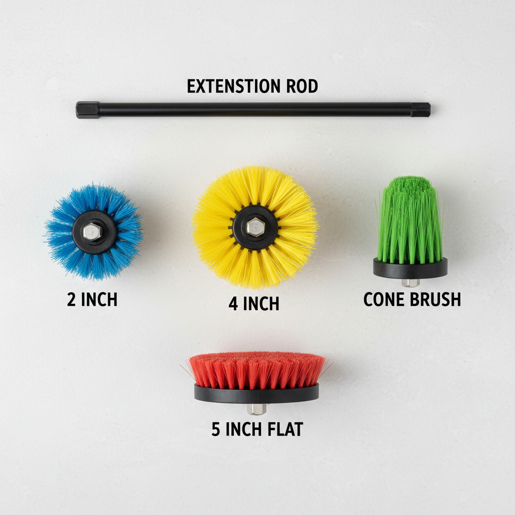 Drill Scrubber Brush Set - Grey Background