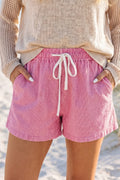 Stripe Drawstring Denim Shorts | Women's Casual Summer Shorts