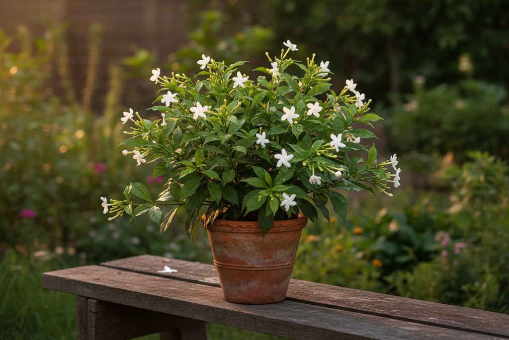 Raat Ki Rani Night-Blooming Jasmine live plant in terracotta pot