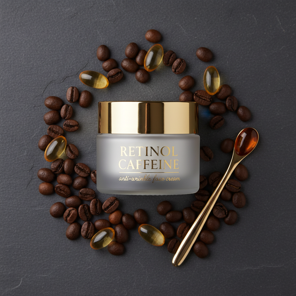 Retinol Caffeine Anti Wrinkle Cream flat lay