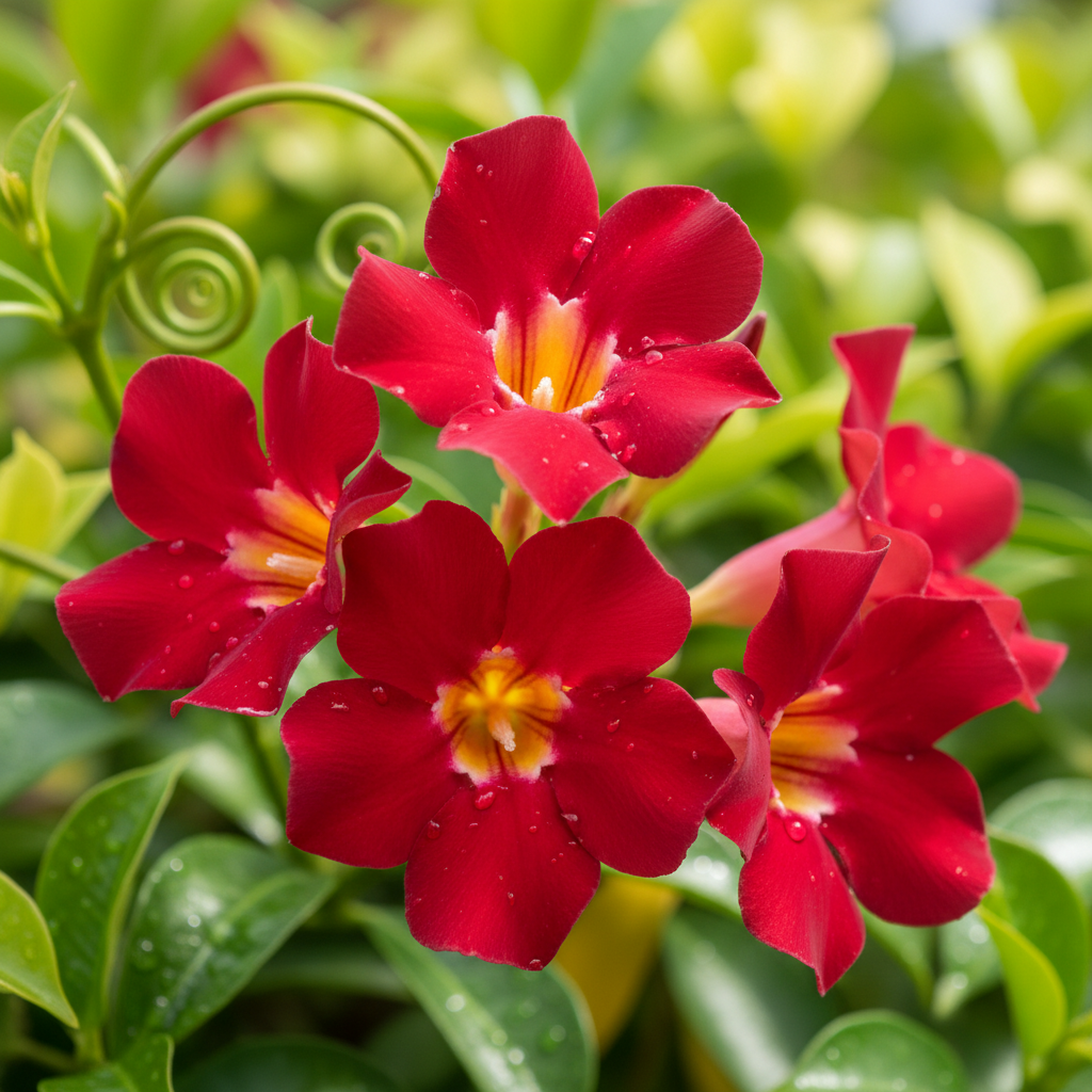 Red Mandevilla Close-up