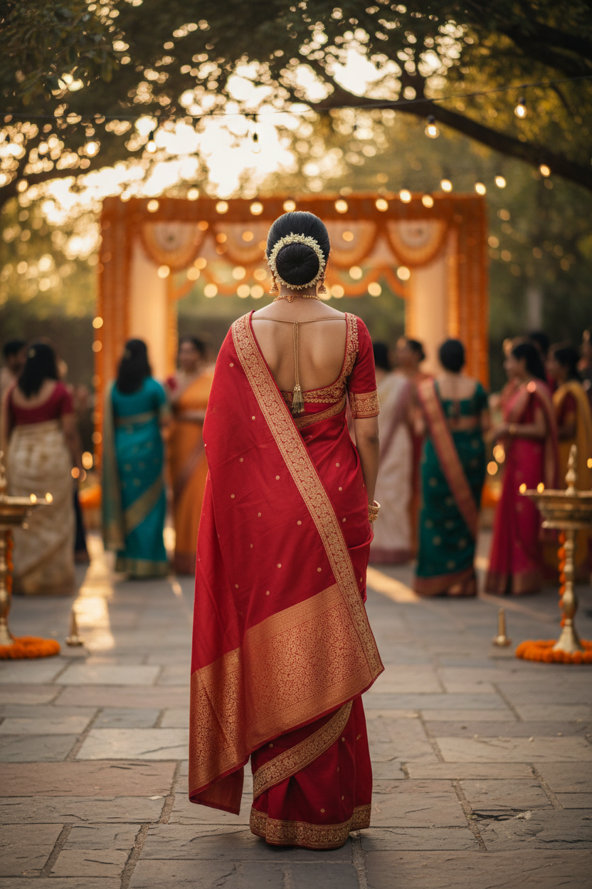 Red Saree Back