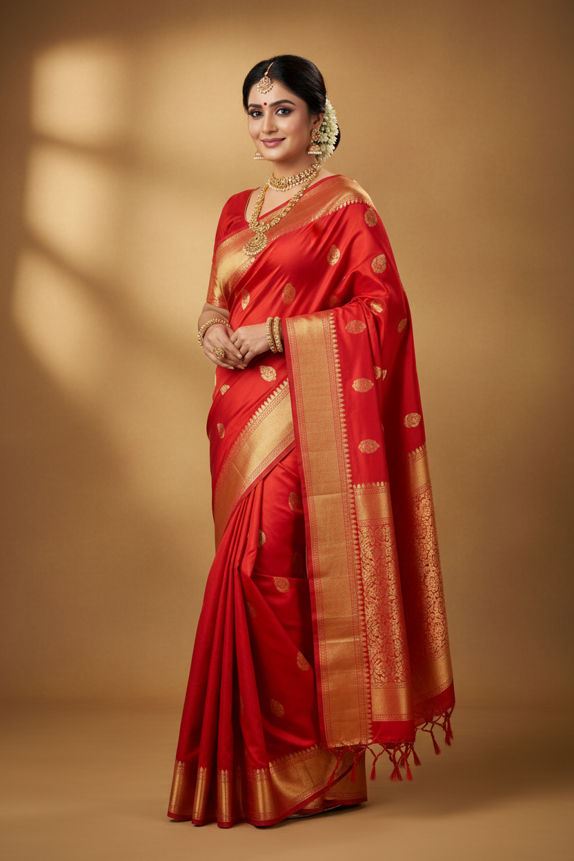Red Saree Front