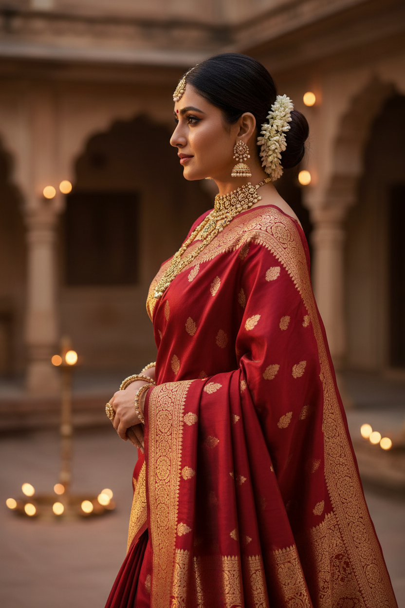 Red Saree Side
